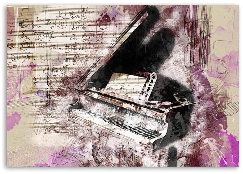 Obraz na plátně Piano abstraktní fialové Vintage - 90x60 cm