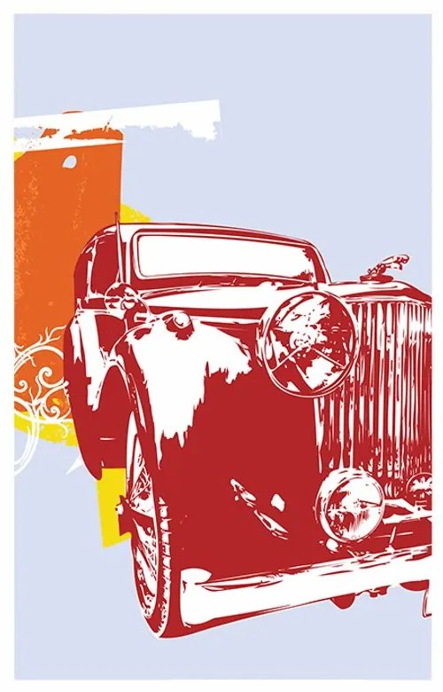 Plagát retro auto s abstrakciou - 40x60 silver