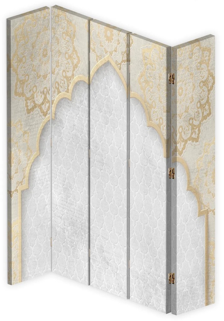 Gario Paraván Orientálny vzor v zlatej farbe Rozmery: 145 x 170 cm, Prevedenie: Otočný paraván 360°
