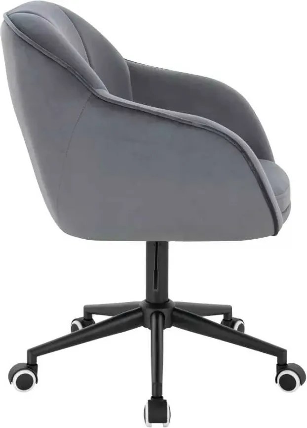 LuxuryForm DESIGN Stolička AVOLA VELUR na čiernej podstave s kolieskami - tmavo šedá