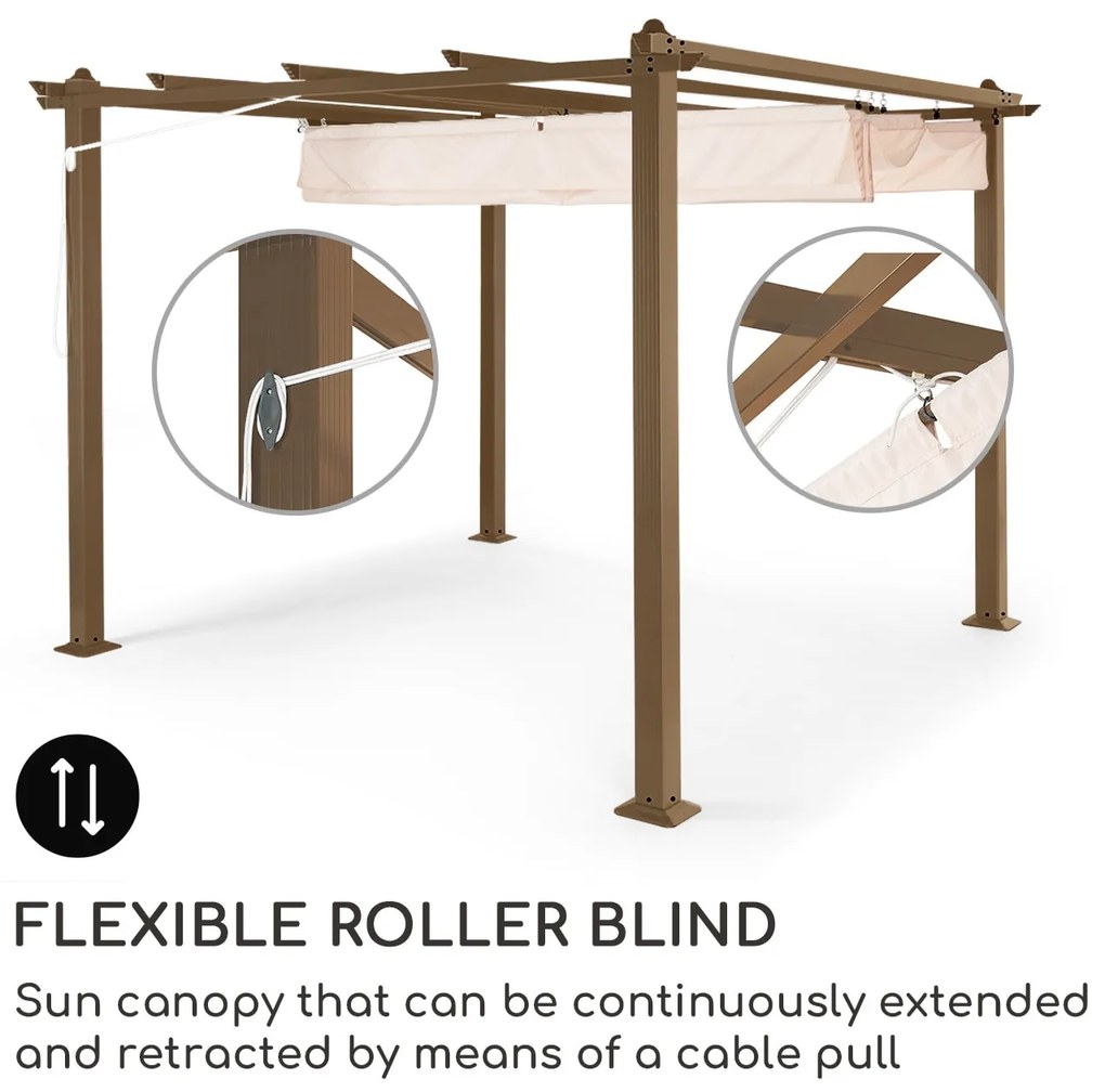 Blumfeldt Pantheon Rust, pergola, hliníkové hranaté rúrky, 3x3 m, 4 rohové stĺpy, vodeodolná