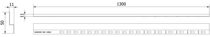 Mexen Line-B lišta 130 cm, zlatá lesklá, 185003130U