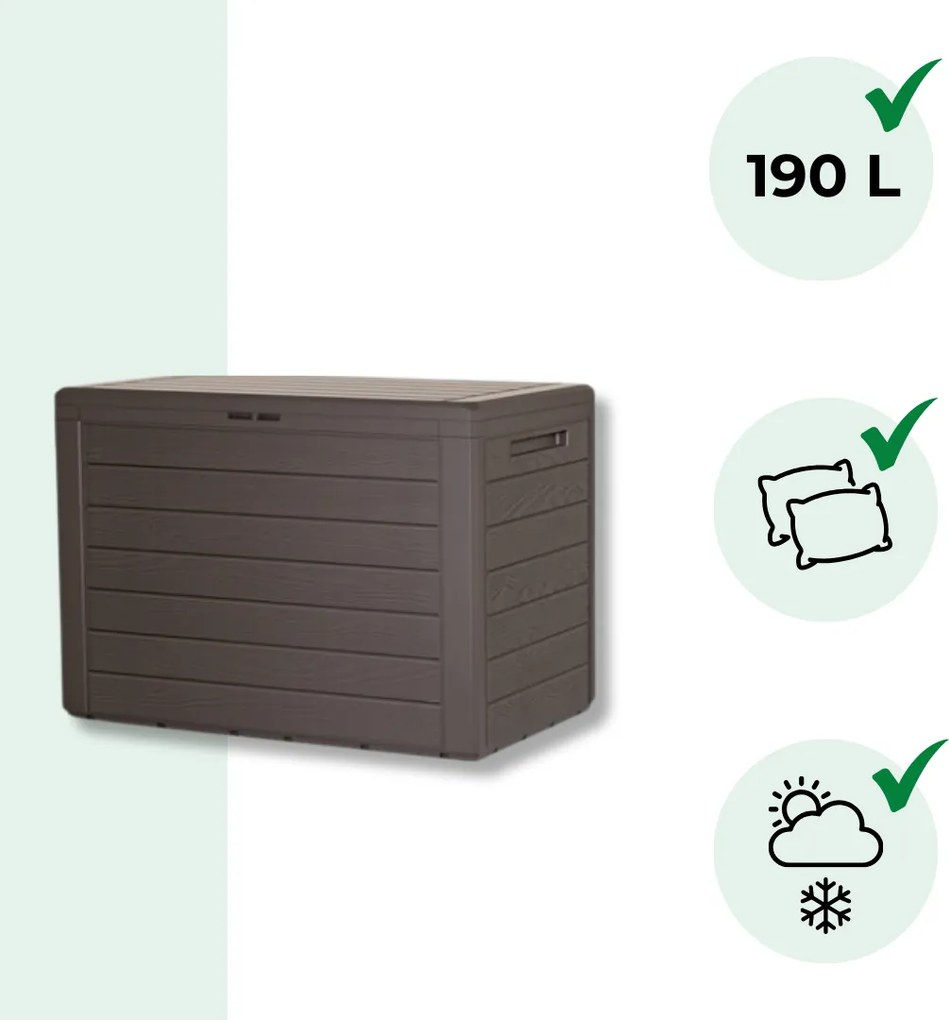 Úložný box WOODEBOX - 190L, 78x44x55cm, tmavo hnedá Prosperplast