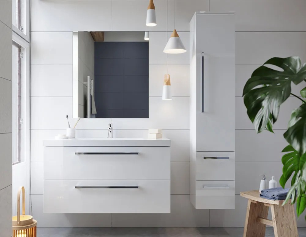 Mereo Bino, kúpeľňová skrinka 101 cm, Multidecor, Biela vysoký lesk perlička, MER-CN692SBIEL