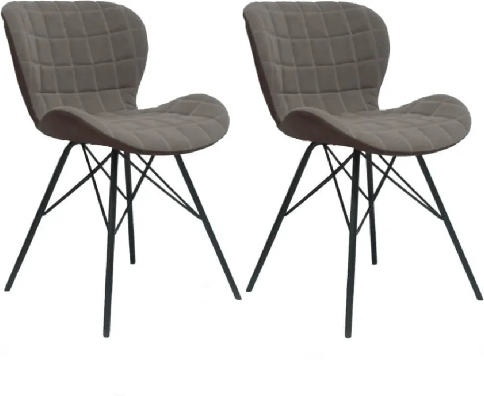 2 kusy, dizajnová stolička, béžová/hnedá, LORANA