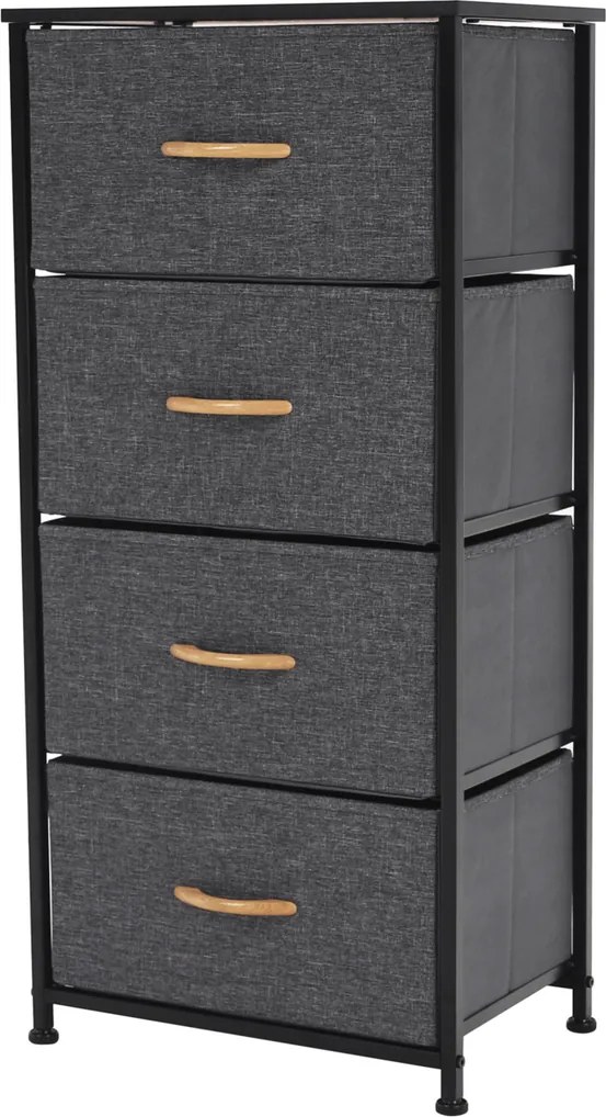 Komoda s látkovými zásuvkami PALMERA, čierna