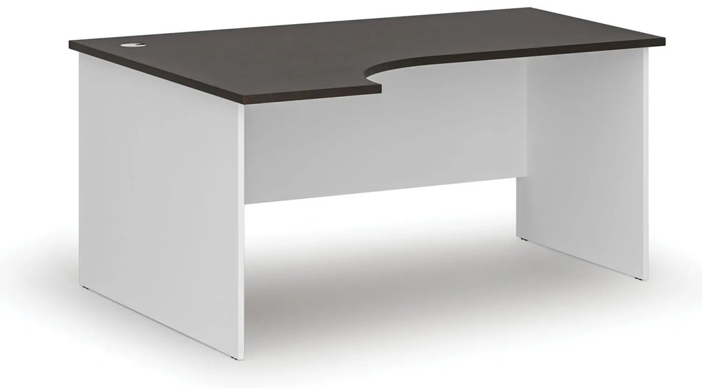 Rohový kancelársky písací stôl PRIMO WHITE, 160x120 cm, ľavý, biela/wenge