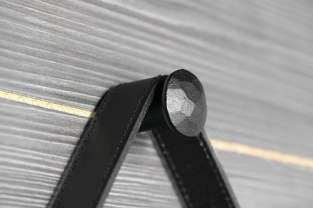Sapho Sapho, ORBITER zrkadlo guľaté s koženým popruhom, ø 70cm, čierna matná, ORT070