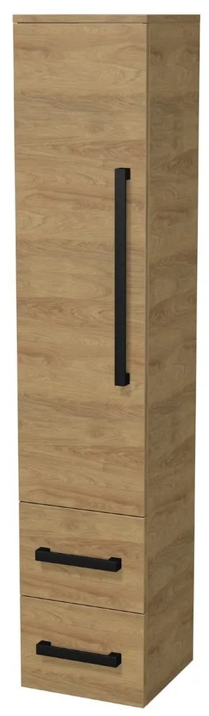 Kúpeľňová skrinka nízka s čiernou úchytkou SAT Cube Way 35x163x33 cm dub Hickory mat CUBE3CV35DH