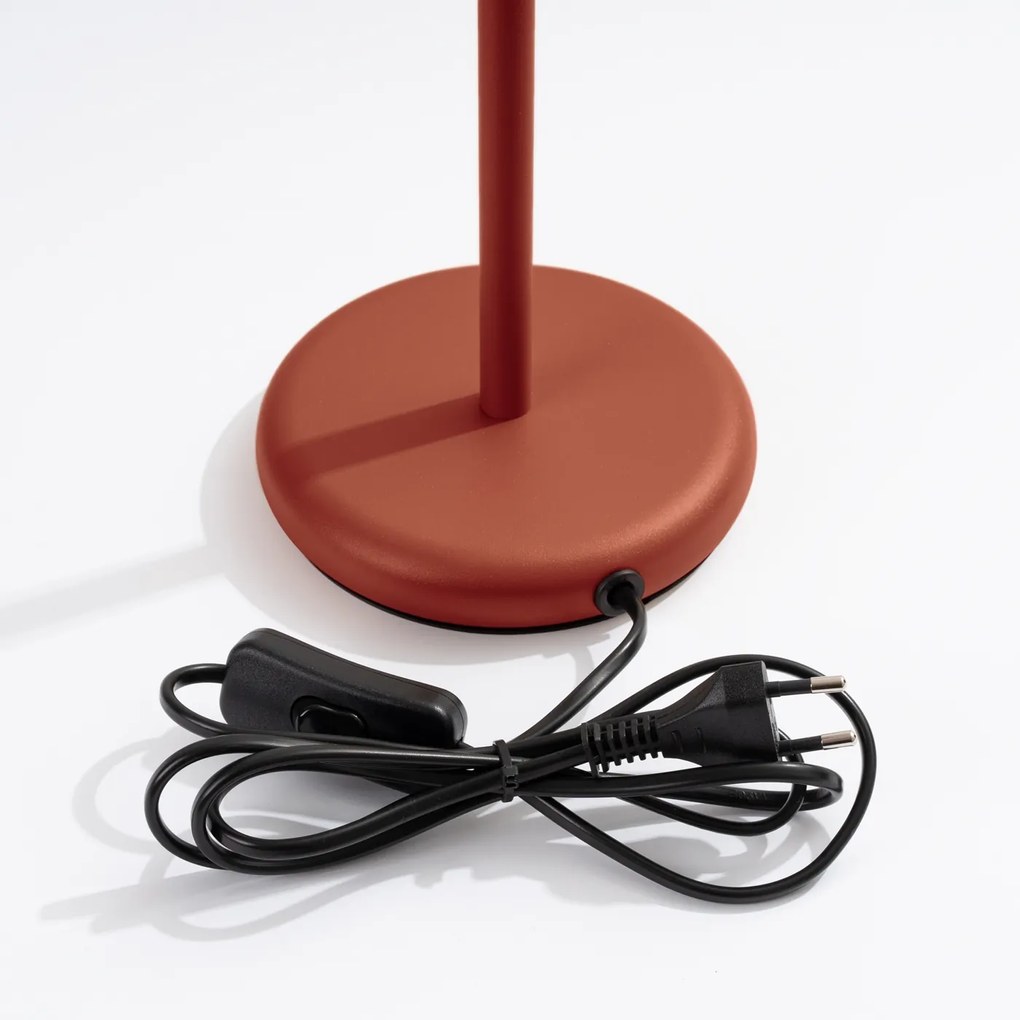 Stolná lampa Karbon, 1x okrovo červené kovové tienidlo