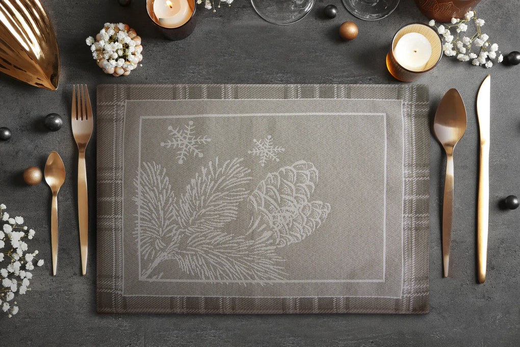VIANOČNÉ PRESTIERANIE NA STÔL HOLLY 35X45 CM VZOROVANÁ