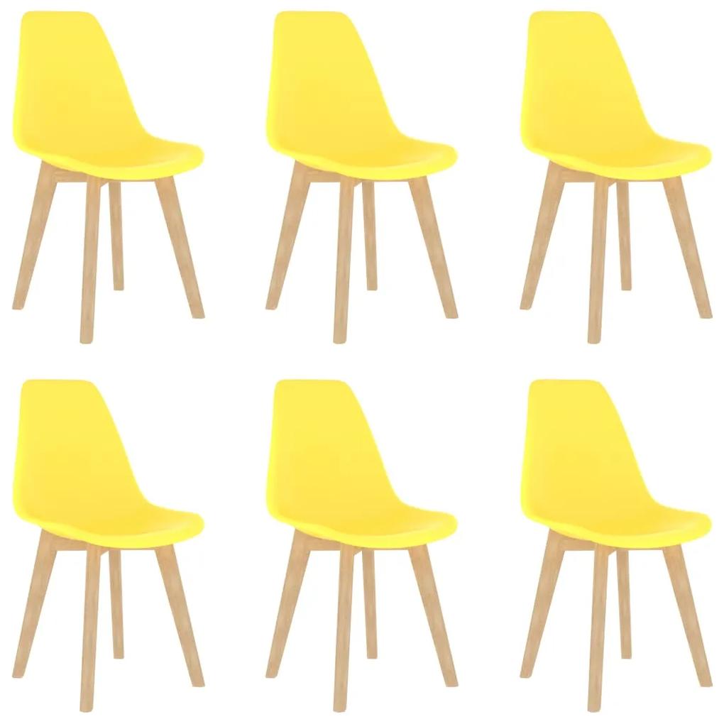 Jedálenské stoličky 6 ks, žlté, plast