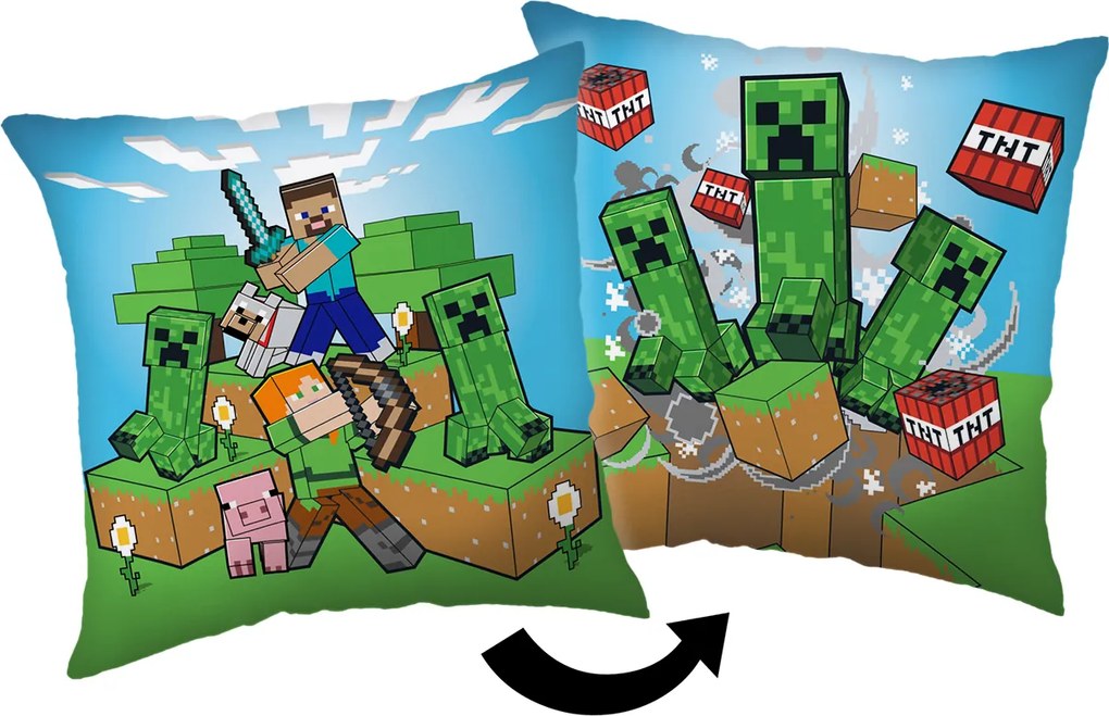 Jerry Fabrics Dekoračný vankúšik 40x40 cm - Minecraft "Creeper rush"