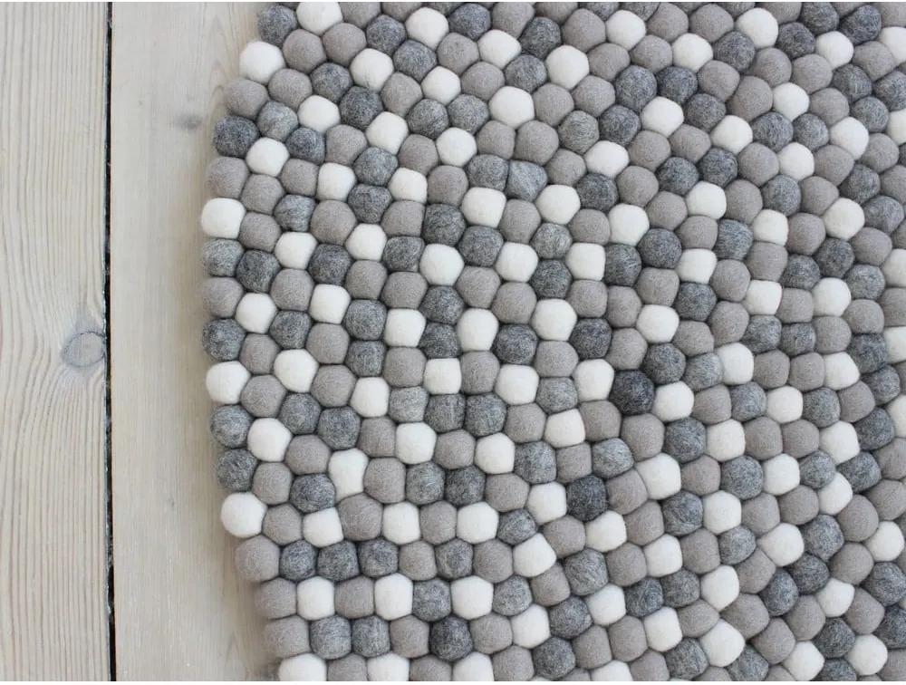 Svetlosivý guľôčkový vlnený koberec Wooldot Ball Rugs, ⌀ 140 cm