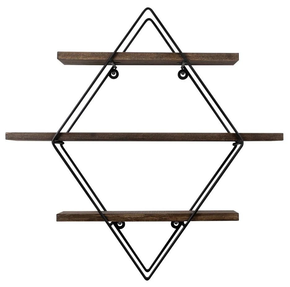 Nástenná polica ERYSIMUM orech americký/čierna