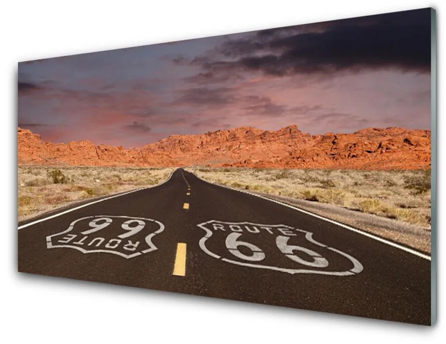 Skleneny obraz Diaľnica cesta púšť 120x60 cm