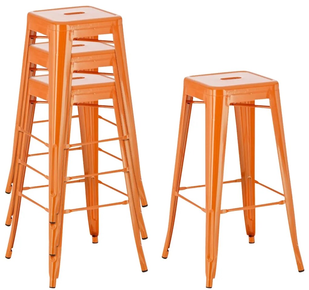 Kovová barová stolička Josh (SET 2 ks) - Oranžová