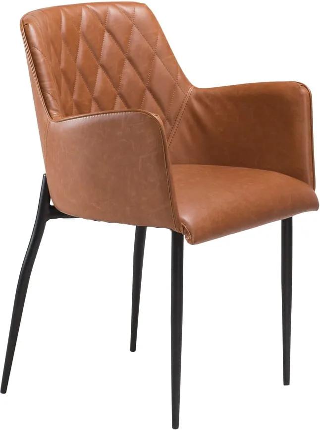 Hnedá jedálenská stolička z eko kože s opierkami DAN–FORM Denmark Rombo Faux