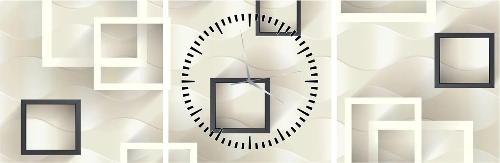 Geometrický abstraktný obraz (s hodinami) (90x30 cm)