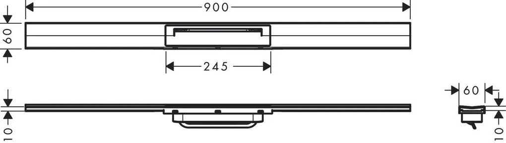 Hansgrohe RainDrain Flex, vrchná sada sprchového žľabu 900, skracovateľný, pre inštaláciu voľne na plochu, chrómová, HAN-56045000