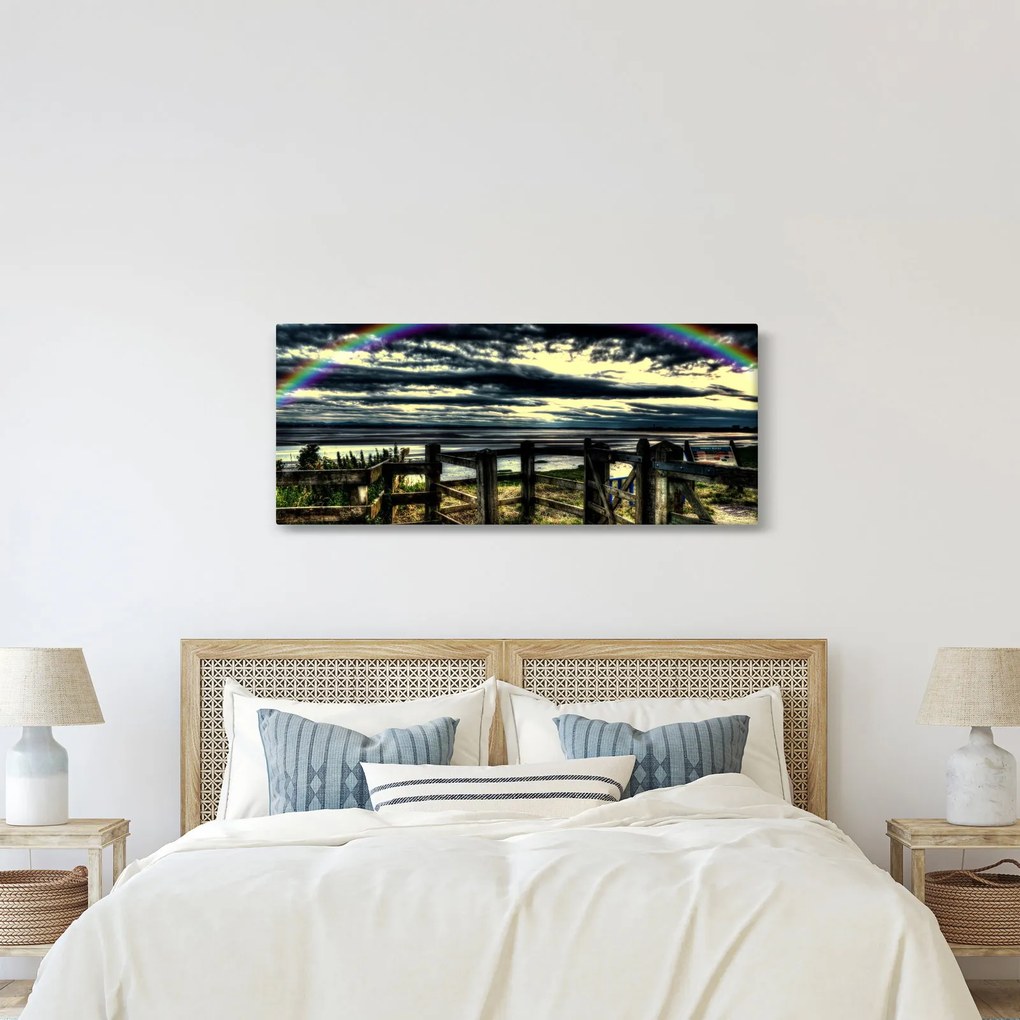 Obraz dúhy nad morom (120x50 cm)