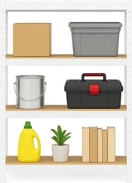 Regál 150x70x30 cm lakovaný 4-policový, nosnosť 700 kg - biely