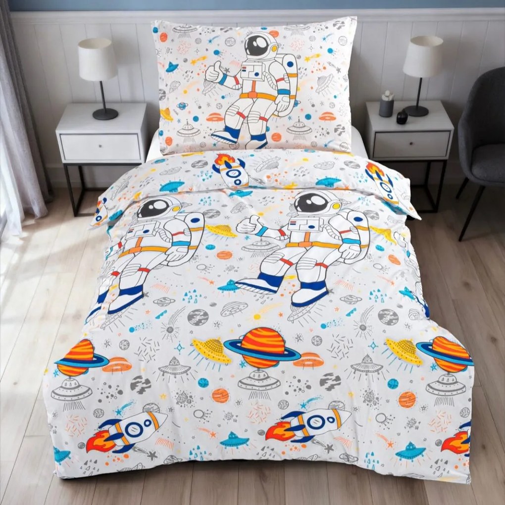 Obliečky deluxe bavlnené Astronaut 200x140cm+90x70cm TiaHome
