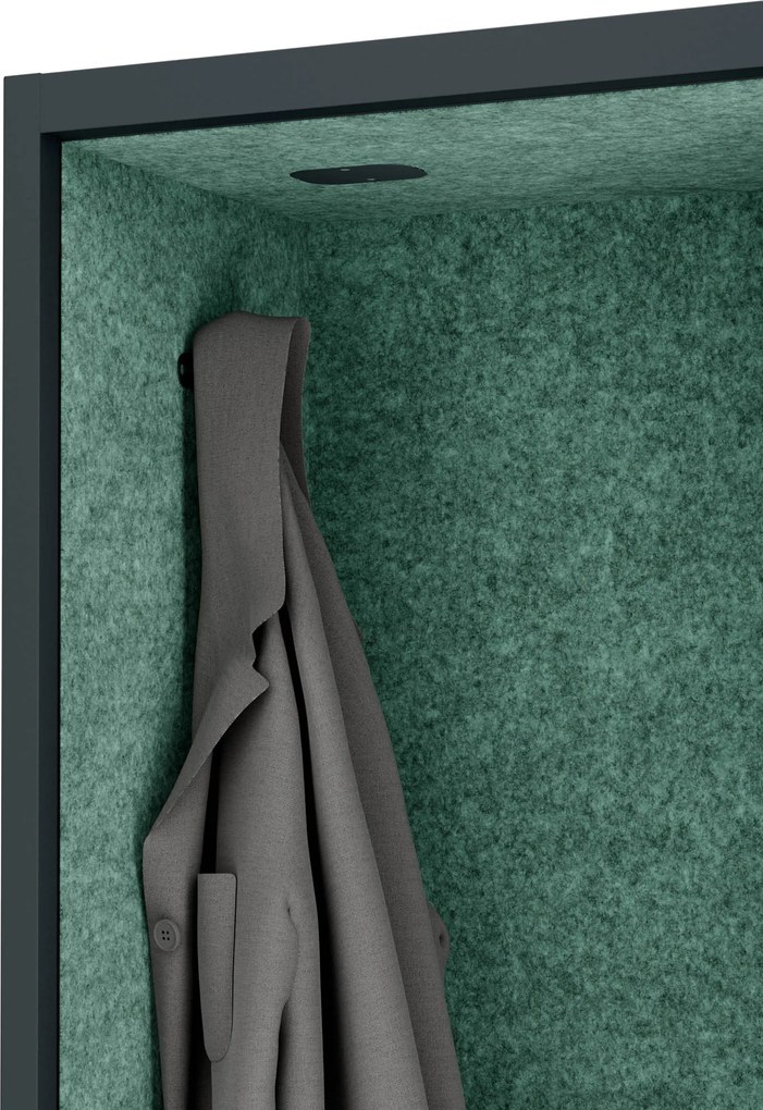 Akustická kabína SALLY MentalBox 600 mm – antracitový korpus, zelené sedadlo