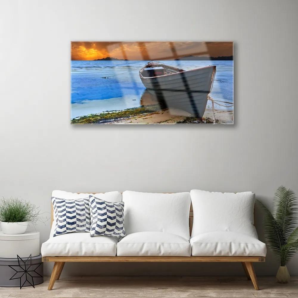 Obraz plexi Loď more pobrežie pláž 100x50 cm