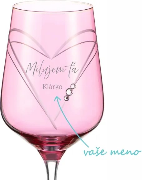 Pieskovaný pohár na víno Milujem ťa