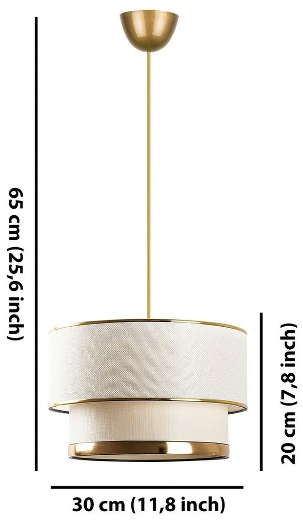 Závesný lustr Cake - krémová, zlatá