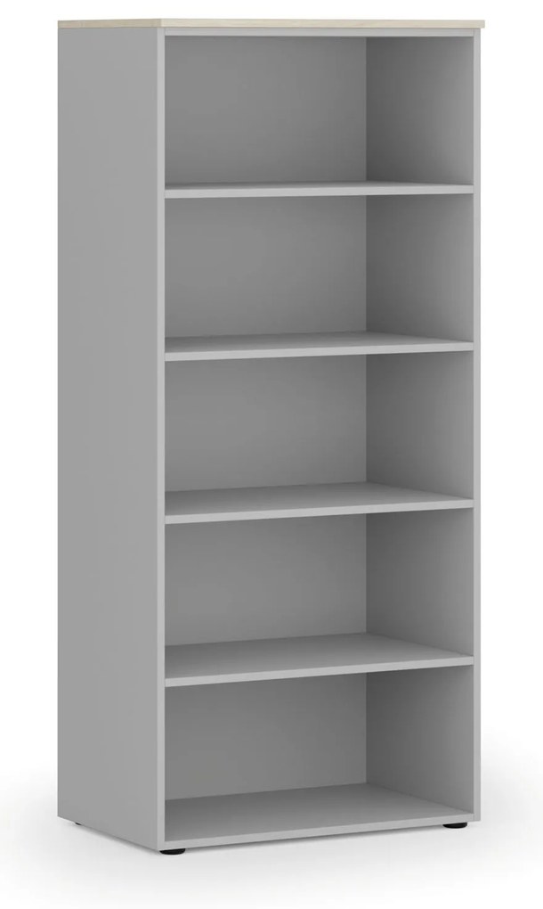 Kancelársky regál PRIMO GRAY, 800 x 500 x 1781 mm, sivá/dub prírodný