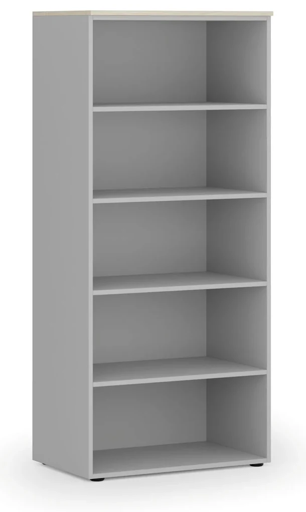 Kancelársky regál PRIMO GRAY, 800 x 500 x 1781 mm, sivá/dub prírodný