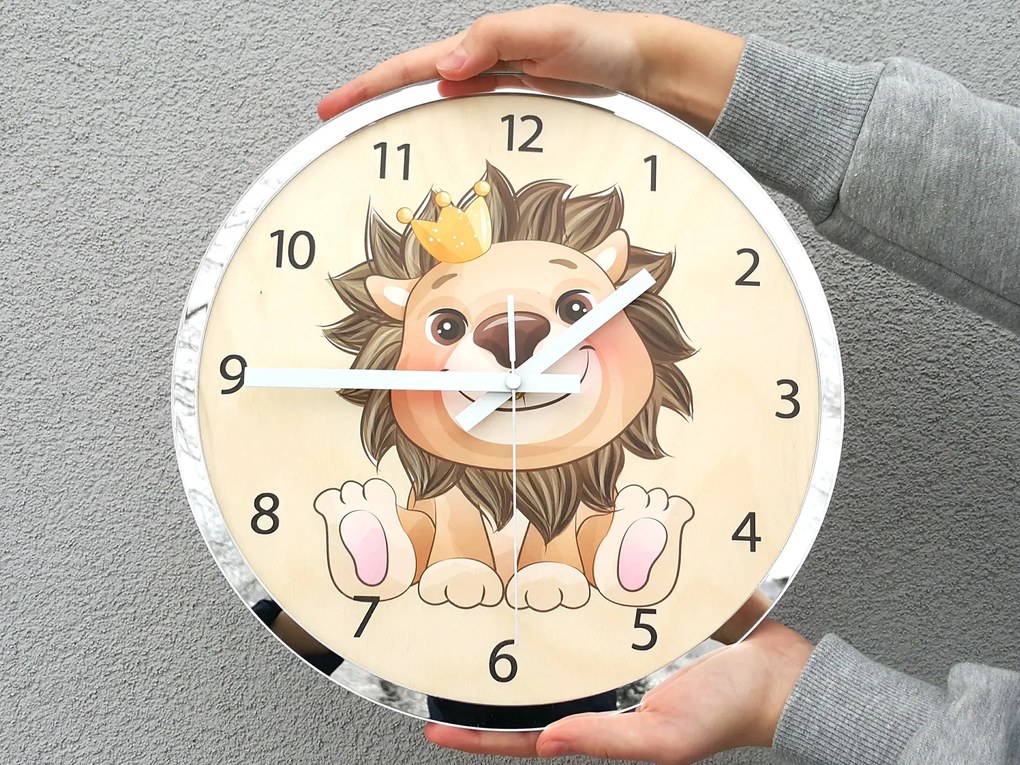 Detské nástenné hodiny Mirro Lev 30 cm viacfarebné