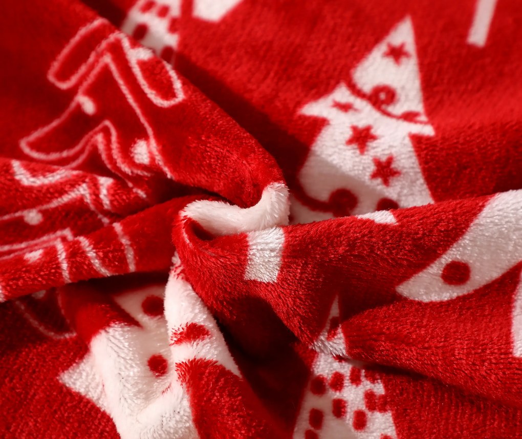 Mikroplyšové obliečky CHRISTMAS TREES červené Rozmer obliečky: 2 ks 70 x 90 cm | 200 x 220 cm