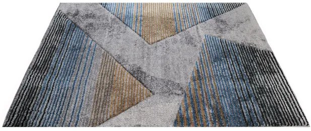 Koberec Diamond New 3D Geometria tyrkysovo - zlatý