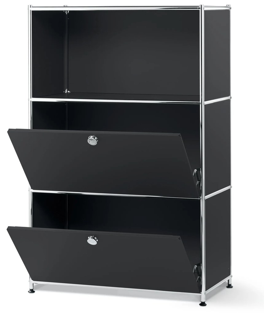 Kovový regál »CN3« s 2 výklopnými priehradkami, čierny