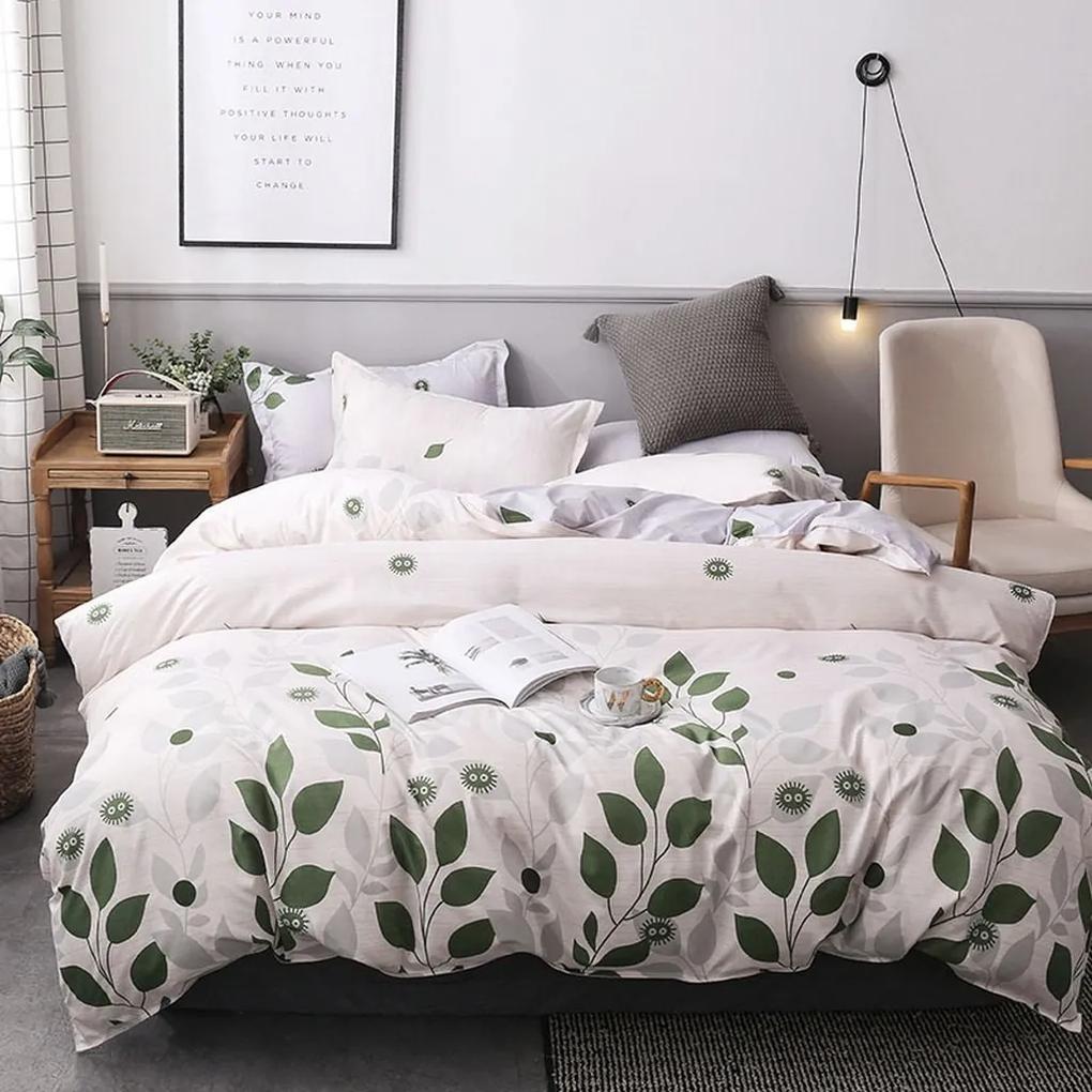 DomTextilu Krásne béžové obojstranné posteľné obliečky s listami 3 časti: 1ks 160 cmx200 + 2ks 70 cmx80 Béžová 140x200 cm 23178-141679