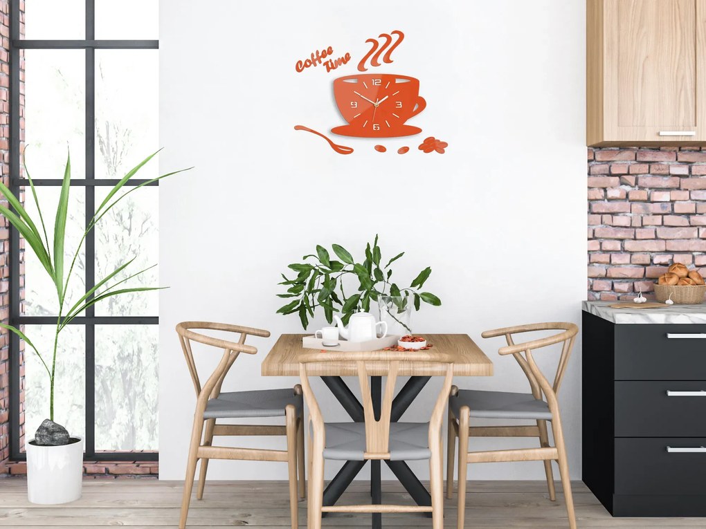 Nástenné hodiny Coffee oranžové