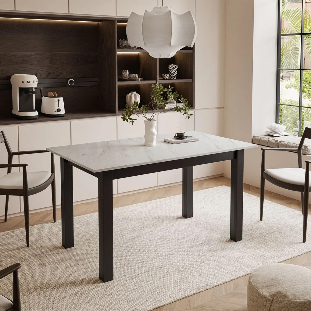 ROZKLADACÍ JEDÁLENSKÝ STÔL DANILO MRAMOR LEVANTO + ČIERNE NOHY 140 / 195 cm