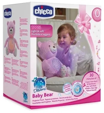 Chicco - Projektor s melódiou BABY BEAR 3xAAA ružová
