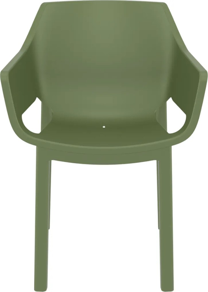 DORA záhradná stolička s podrúčkami olive green