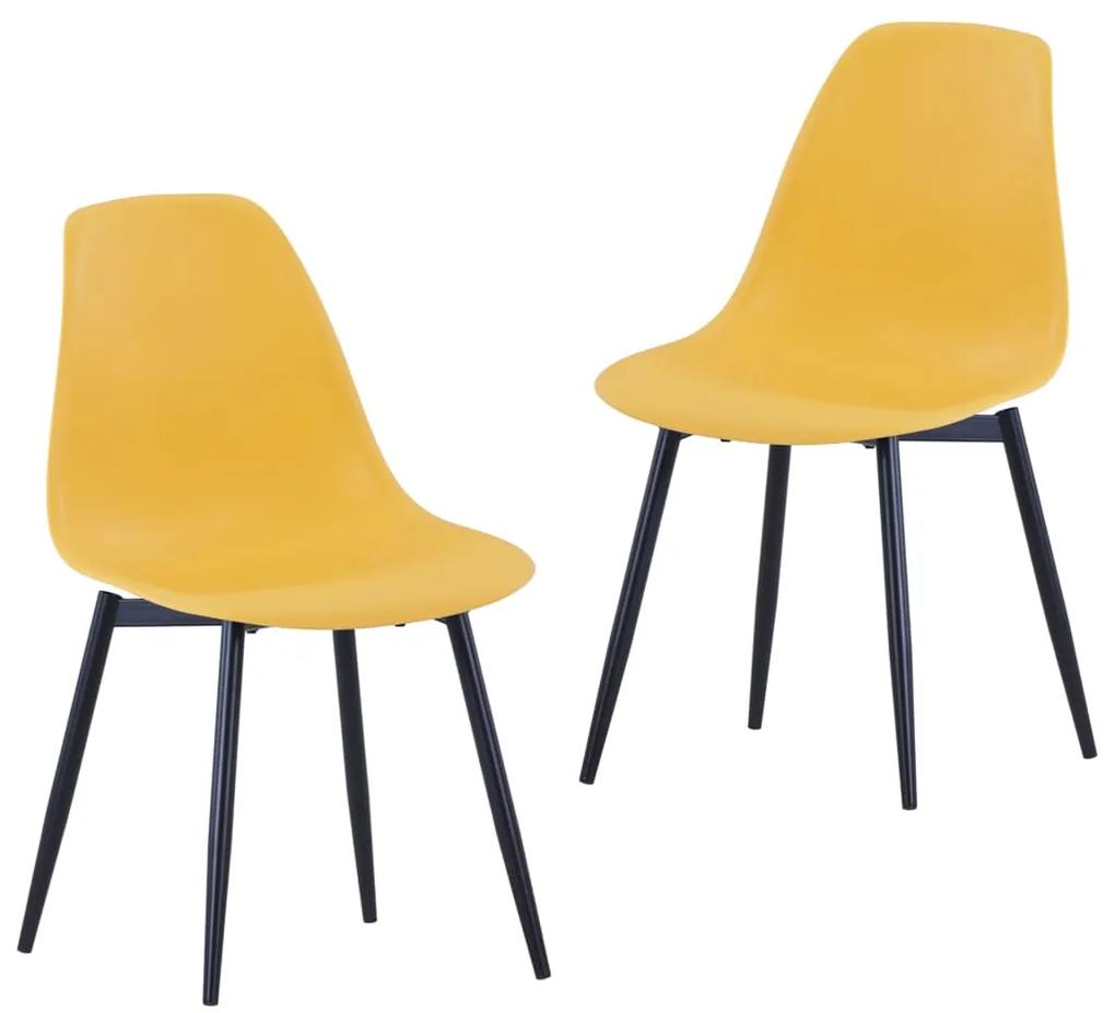 vidaXL Jedálenské stoličky 2 ks žlté PP
