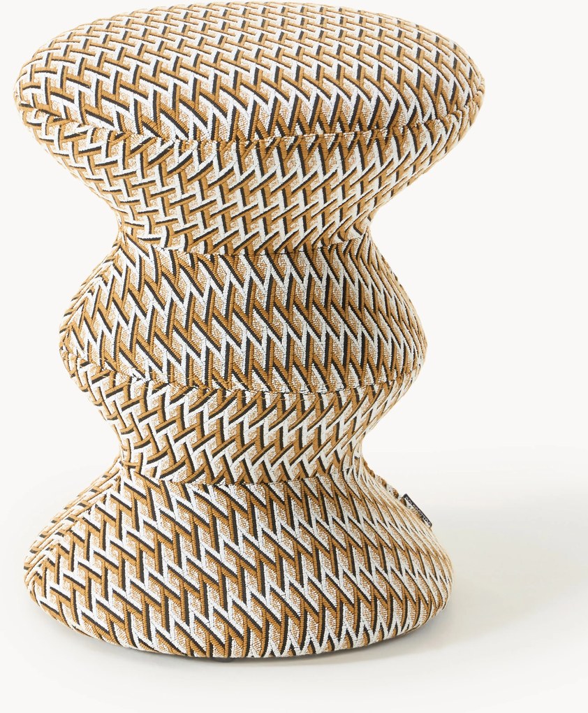 Okrúhla čalúnená taburetka Zig Zag