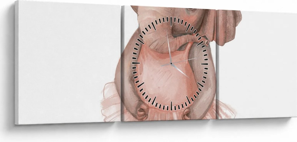 Obraz - Akvarelové zvieratko N⁰5 (s hodinami) (90x30 cm)