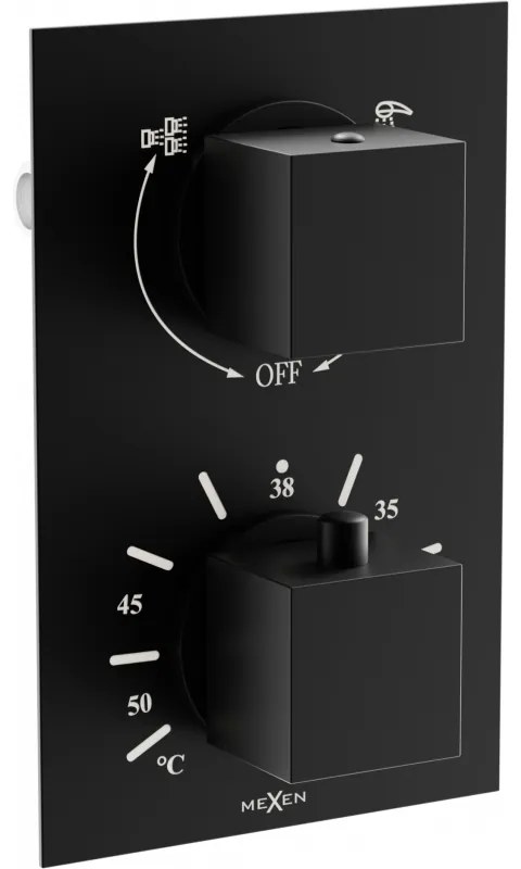 Mexen CUBE - 2-výstupová podomietková sprchová batéria, čierna, 77502-70