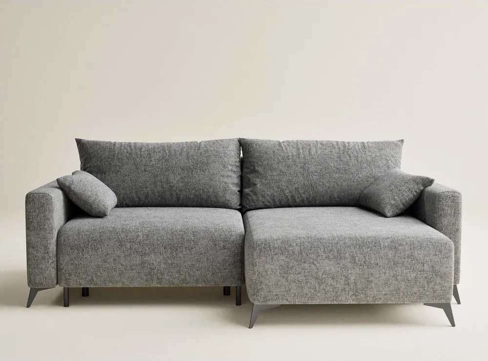 Sivá ženilková rozkladacia/s úložným priestorom rohová pohovka (pravý roh/s leňoškou) Leon – Maison de Rêve