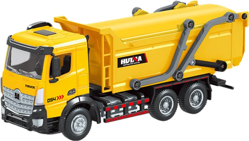 Nákladné auto na odpadky Kovové sťahovanie Huina žltá 1:50