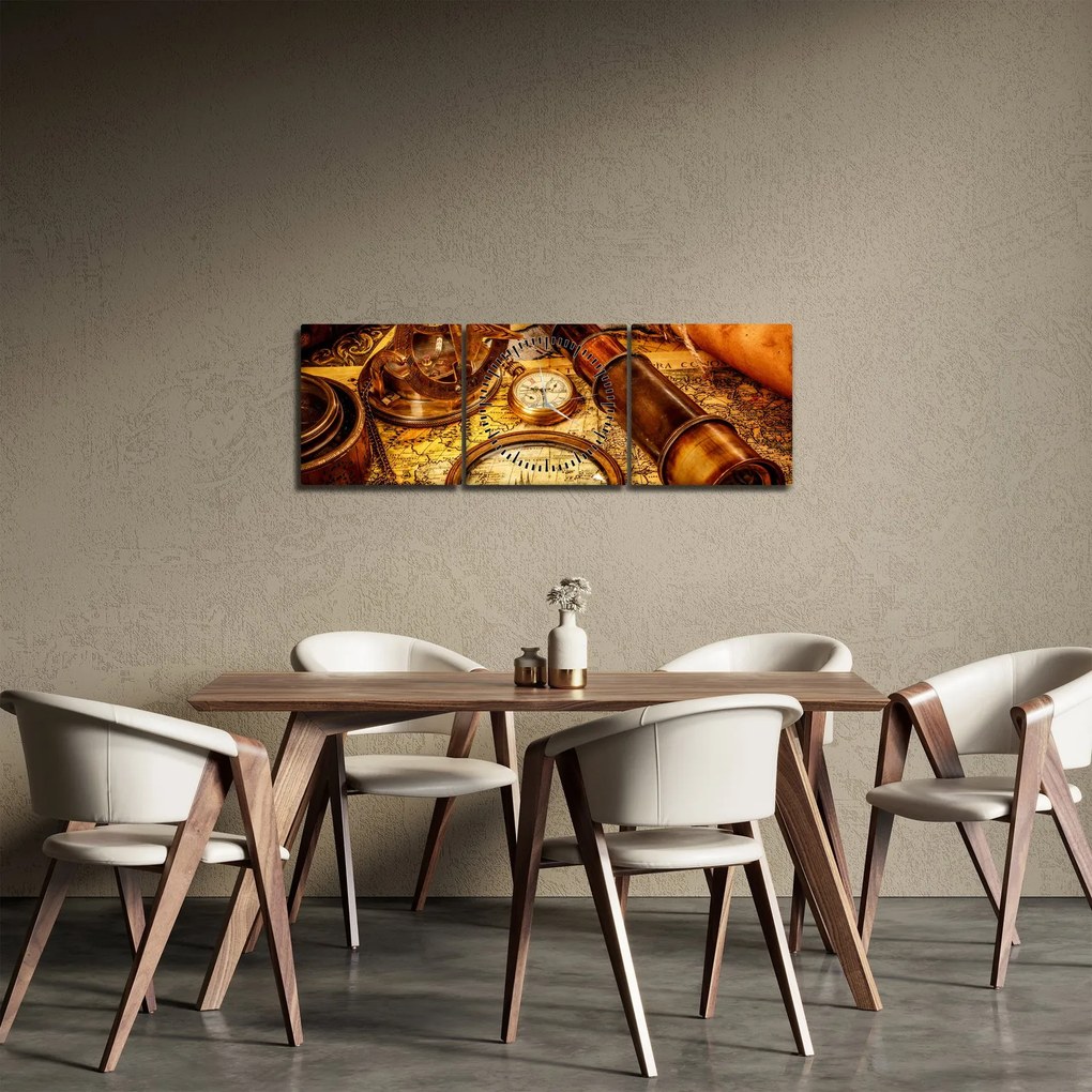 Obraz - Historické pomôcky námorníkov (s hodinami) (90x30 cm)