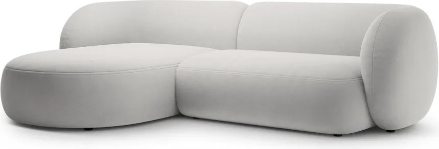 Svetlosivá zamatová rohová pohovka (ľavý roh/s leňoškou) Kate – Micadoni